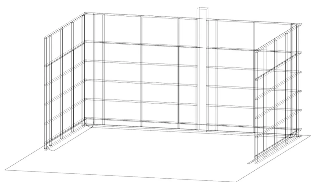 Planungszeichnung der Unterkonstruktion für das Fotostudio mit Hohlkehle